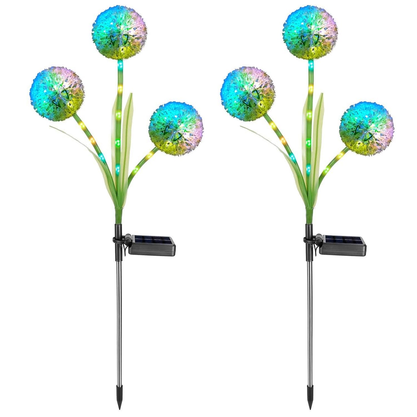 2-Piece: 36 LED Dandelion Solar Lights Outdoor Lighting - Tophatter Daily Deals