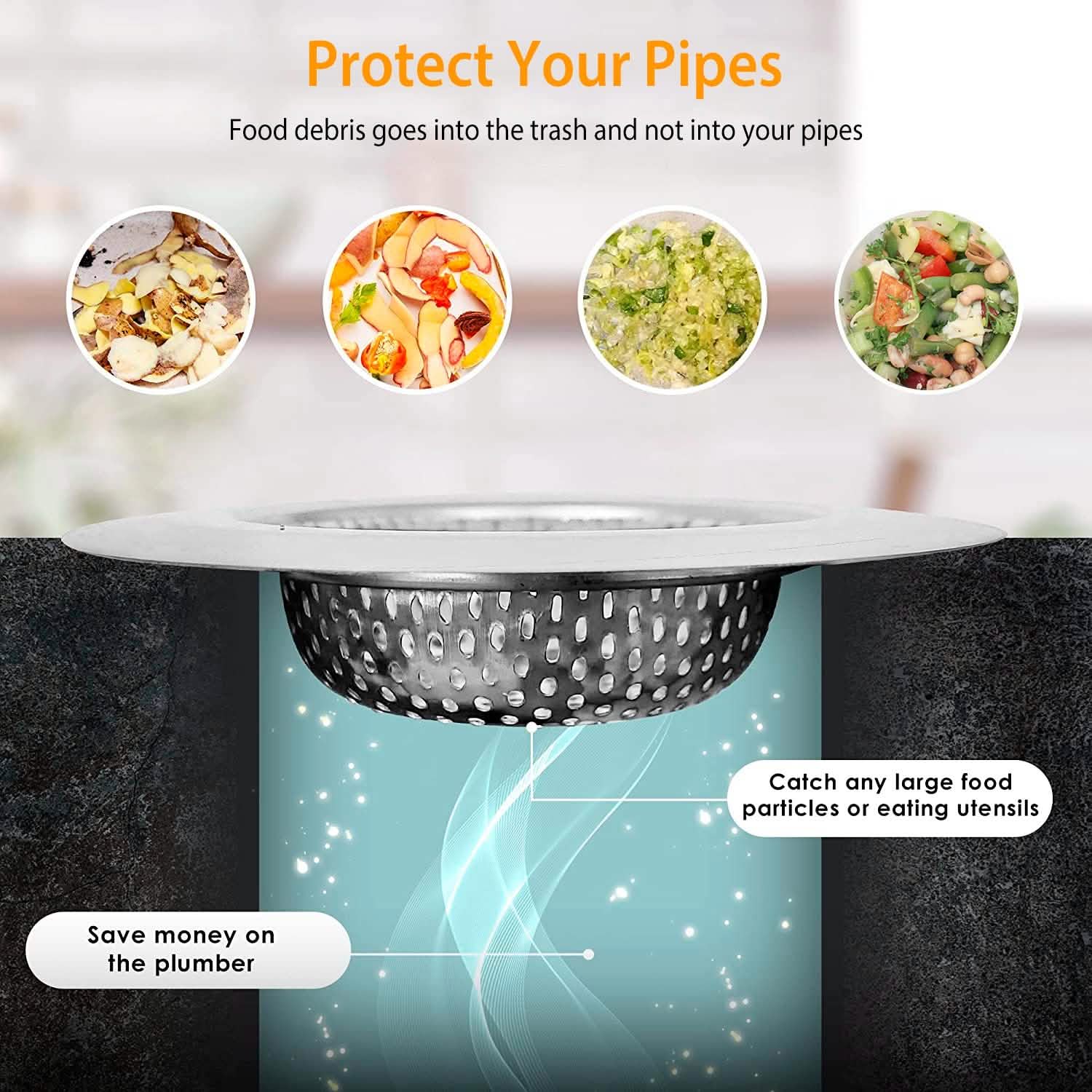 2-Piece: 4.53-Inch Kitchen Sink Strainer Kitchen Tools & Gadgets - Tophatter Daily Deals