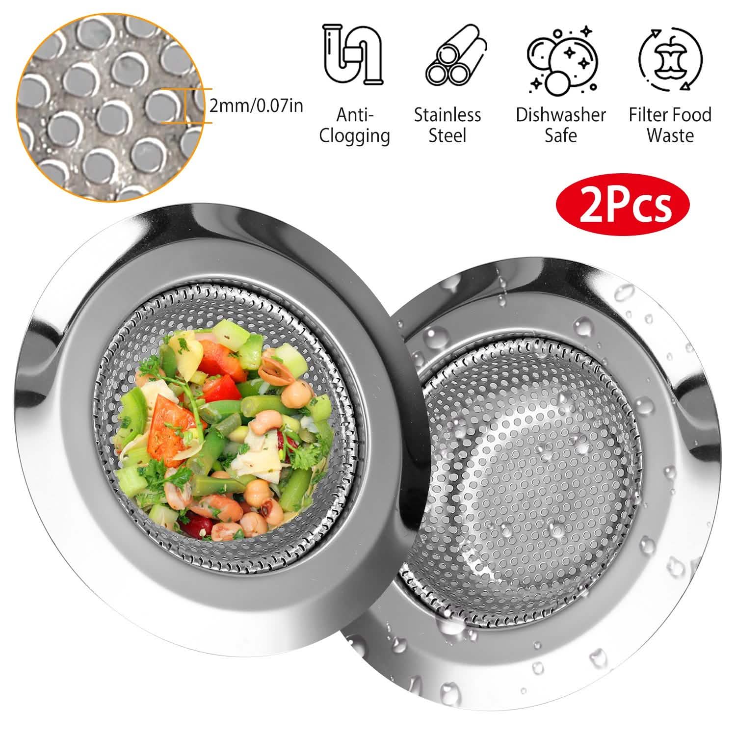 2-Piece: 4.53-Inch Kitchen Sink Strainer Kitchen Tools & Gadgets - Tophatter Daily Deals