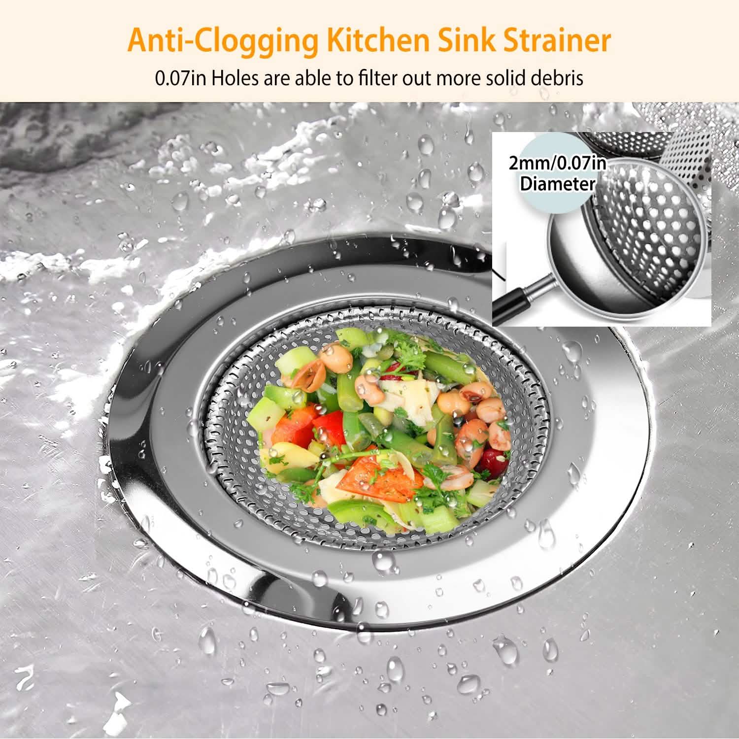 2-Piece: 4.53-Inch Kitchen Sink Strainer Kitchen Tools & Gadgets - Tophatter Daily Deals