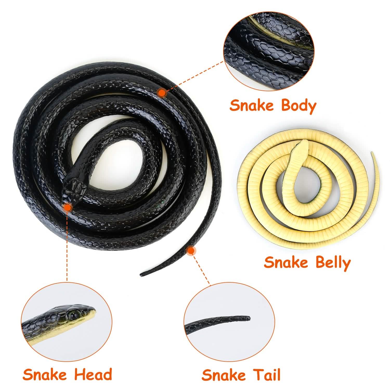 2-Piece: 50" Long Realistic Rubber Snakes Toys & Games - Tophatter Daily Deals