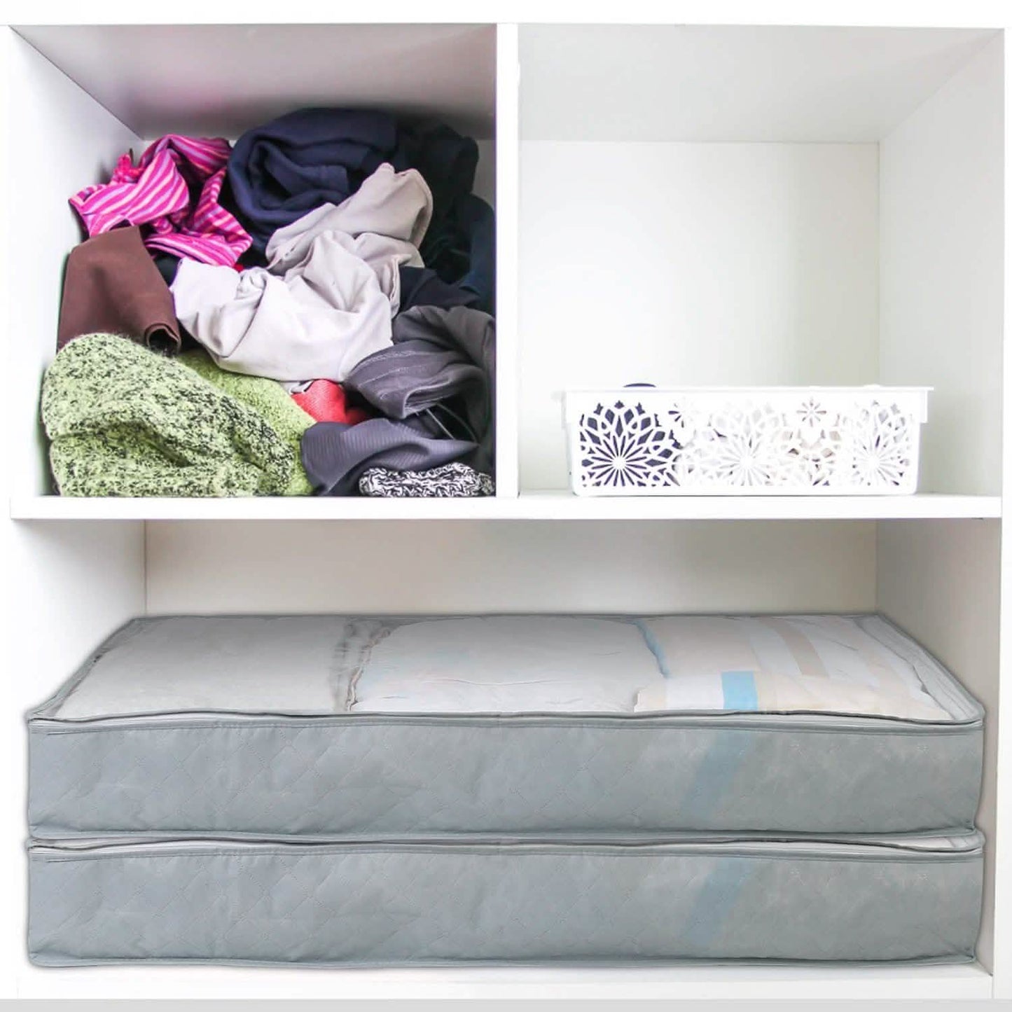 2-Piece: 70L Foldable Underbed Clothes Moisture Proof Zipped Organizer Storage & Organization - Tophatter Daily Deals