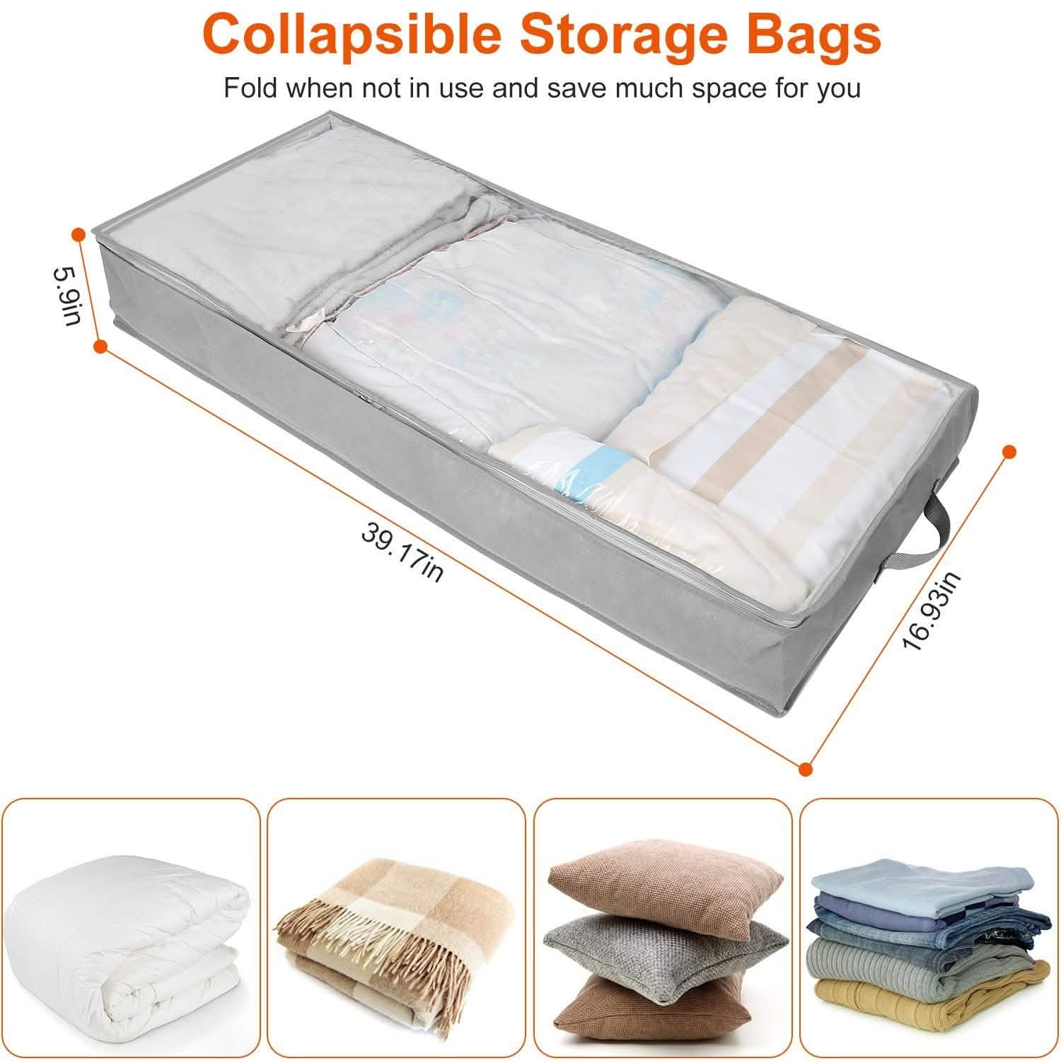 2-Piece: 70L Foldable Underbed Clothes Moisture Proof Zipped Organizer Storage & Organization - Tophatter Daily Deals