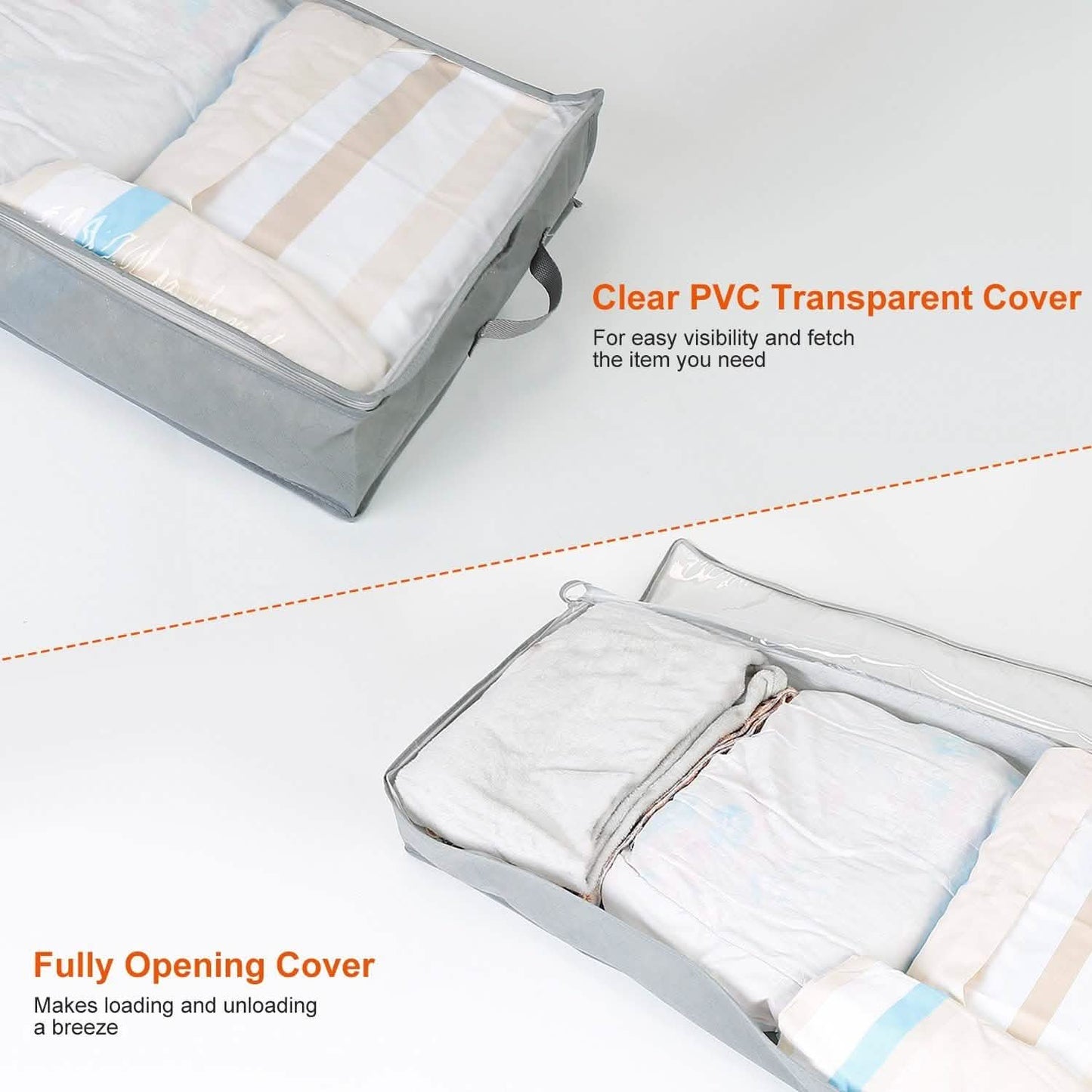 2-Piece: 70L Foldable Underbed Clothes Moisture Proof Zipped Organizer Storage & Organization - Tophatter Daily Deals