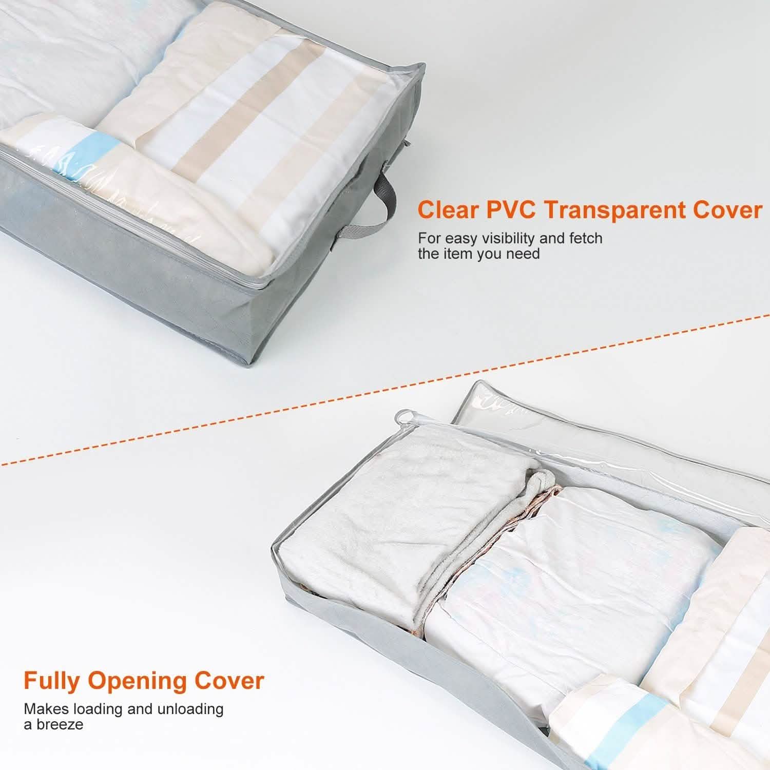 2-Piece: 70L Foldable Underbed Clothes Moisture Proof Zipped Organizer Storage & Organization - Tophatter Daily Deals