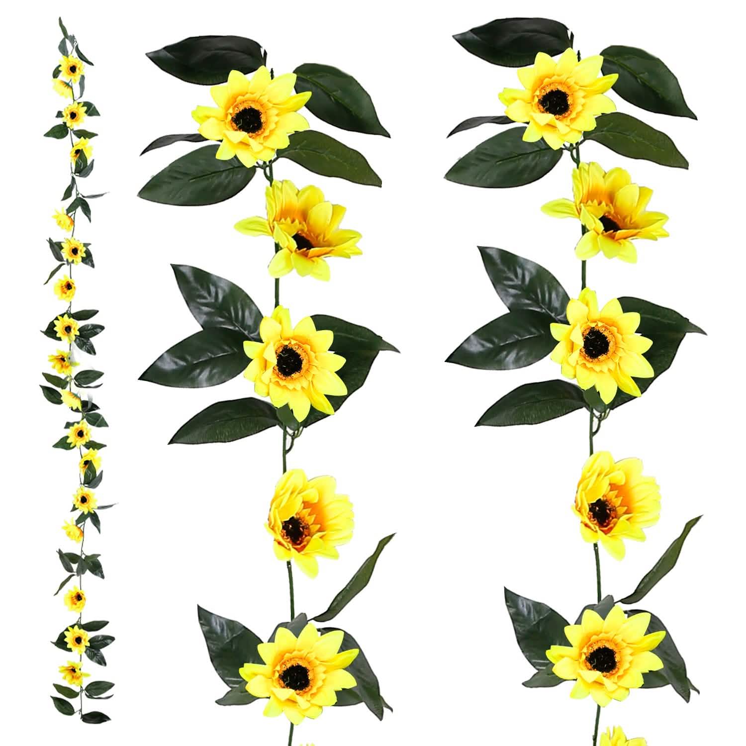 2-Piece: 7.2ft Artificial Silk Sunflower Vines Furniture & Decor - Tophatter Daily Deals