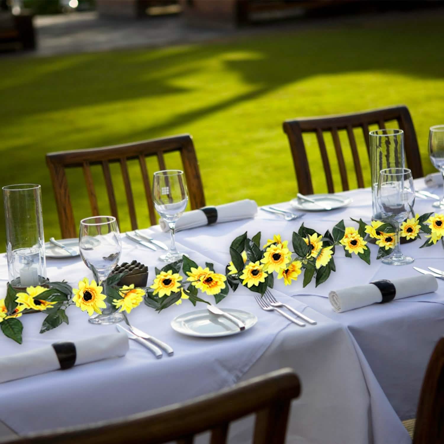 2-Piece: 7.2ft Artificial Silk Sunflower Vines Furniture & Decor - Tophatter Daily Deals