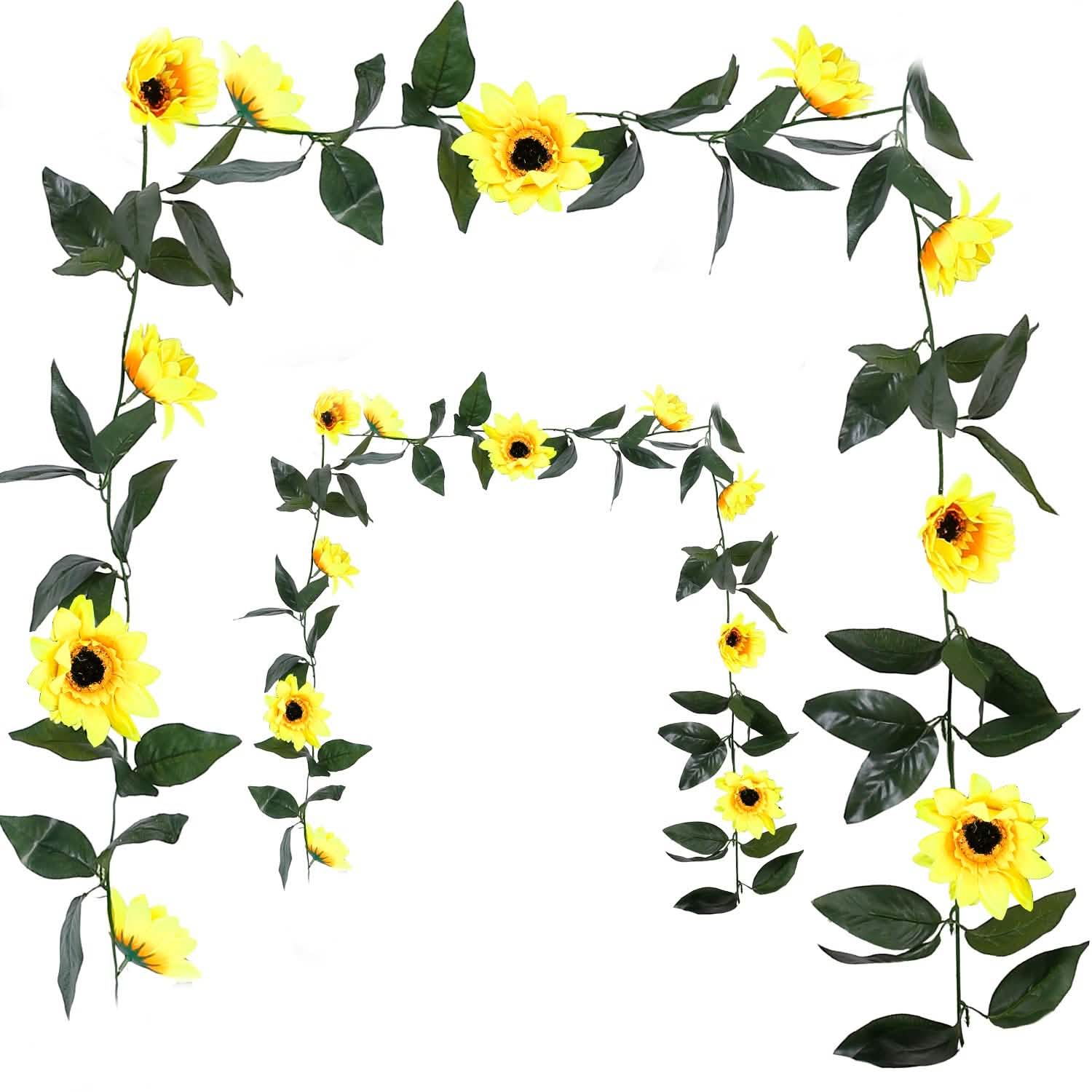 2-Piece: 7.2ft Artificial Silk Sunflower Vines Furniture & Decor - Tophatter Daily Deals