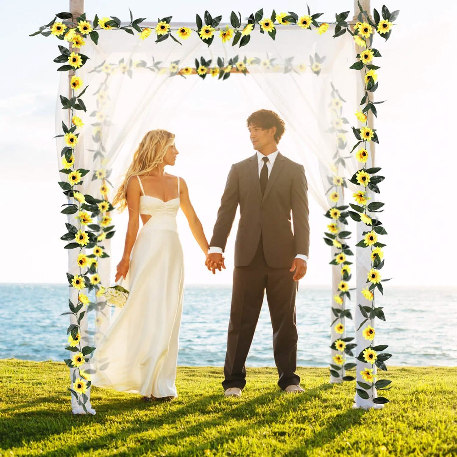 2-Piece: 7.2ft Artificial Silk Sunflower Vines Furniture & Decor - Tophatter Daily Deals