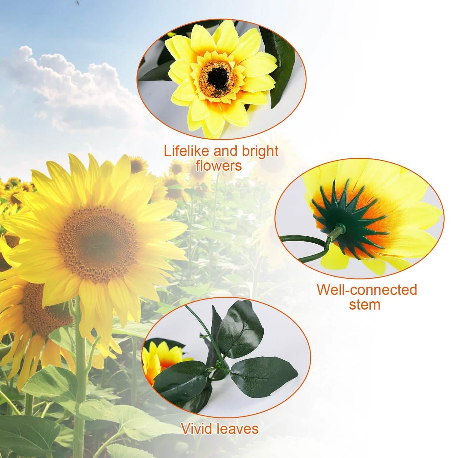 2-Piece: 7.2ft Artificial Silk Sunflower Vines Furniture & Decor - Tophatter Daily Deals