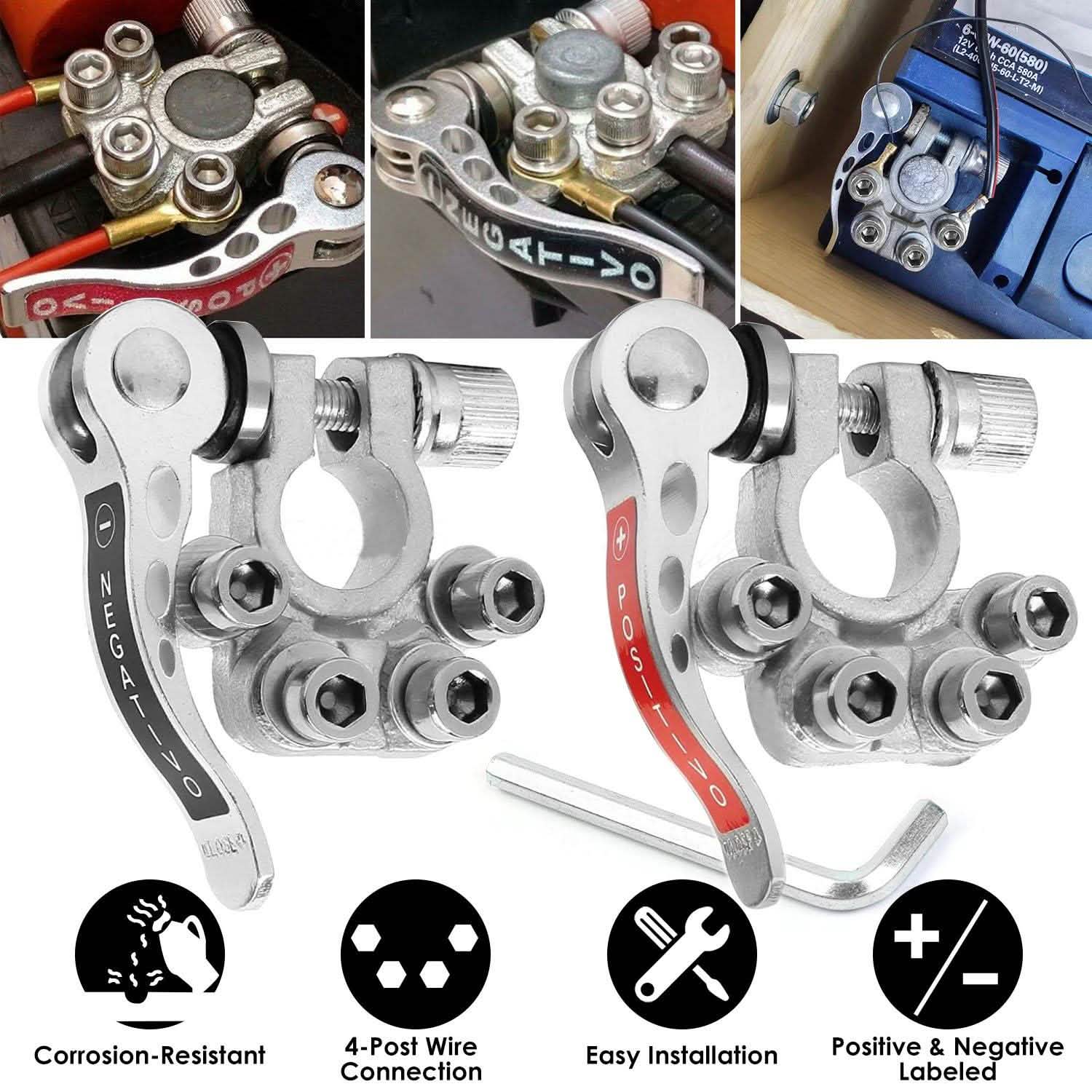 2-Piece: Battery Terminal Connector Quick Release Disconnect Car Battery Automotive - Tophatter Daily Deals