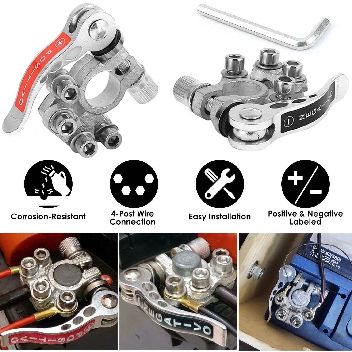 2-Piece: Battery Terminal Connector Quick Release Disconnect Car Battery Automotive - Tophatter Daily Deals
