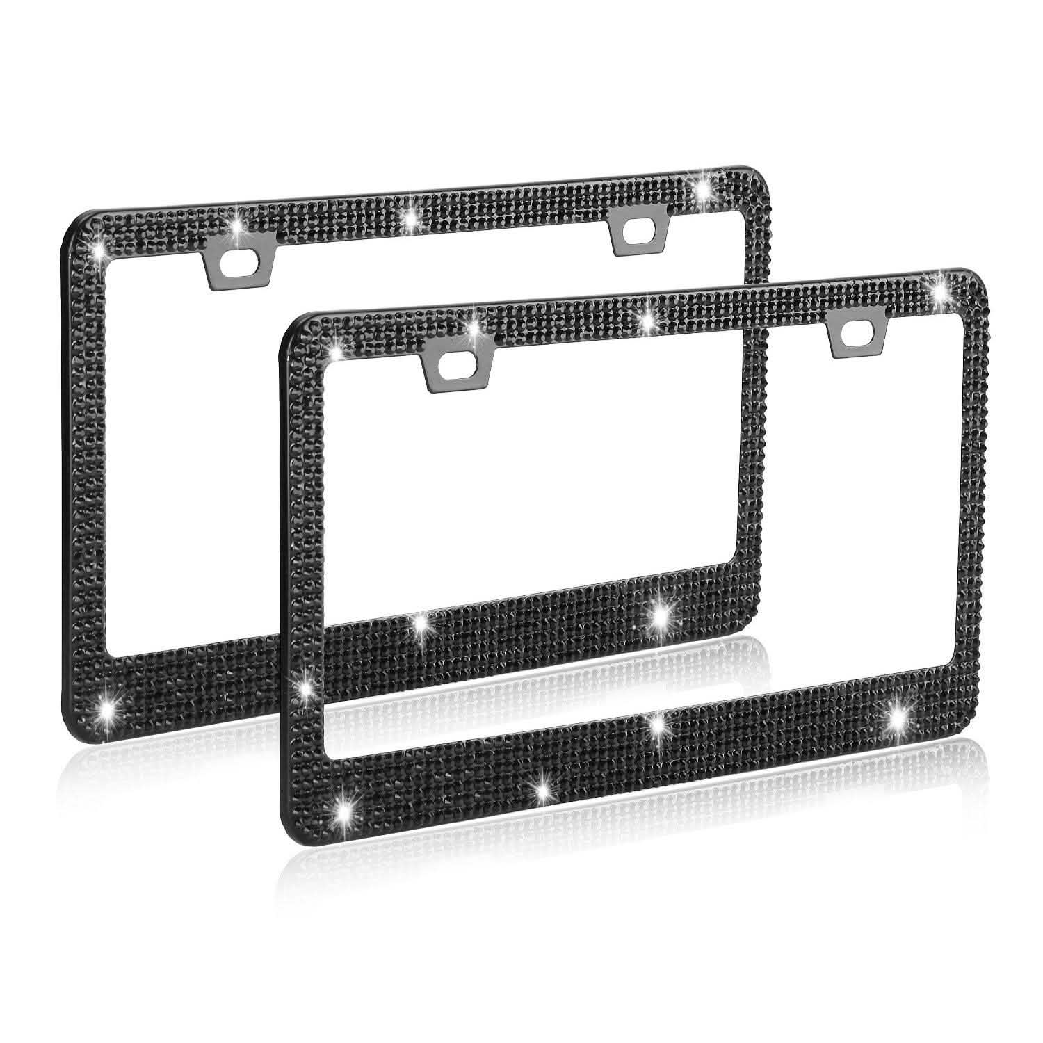 2-Piece: Bling License Plate Frames Black Automotive - Tophatter Daily Deals