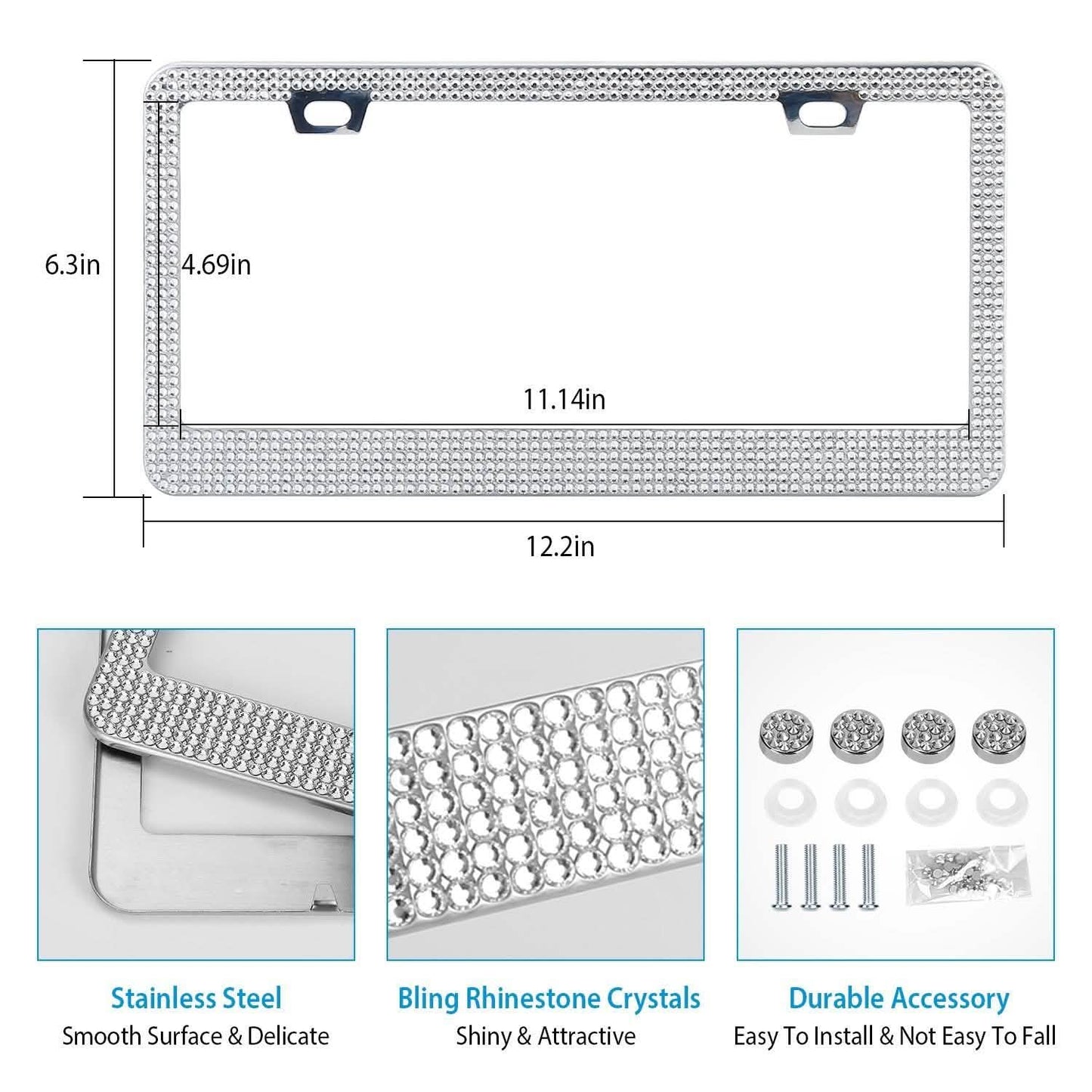 2-Piece: Bling License Plate Frames Automotive - Tophatter Daily Deals