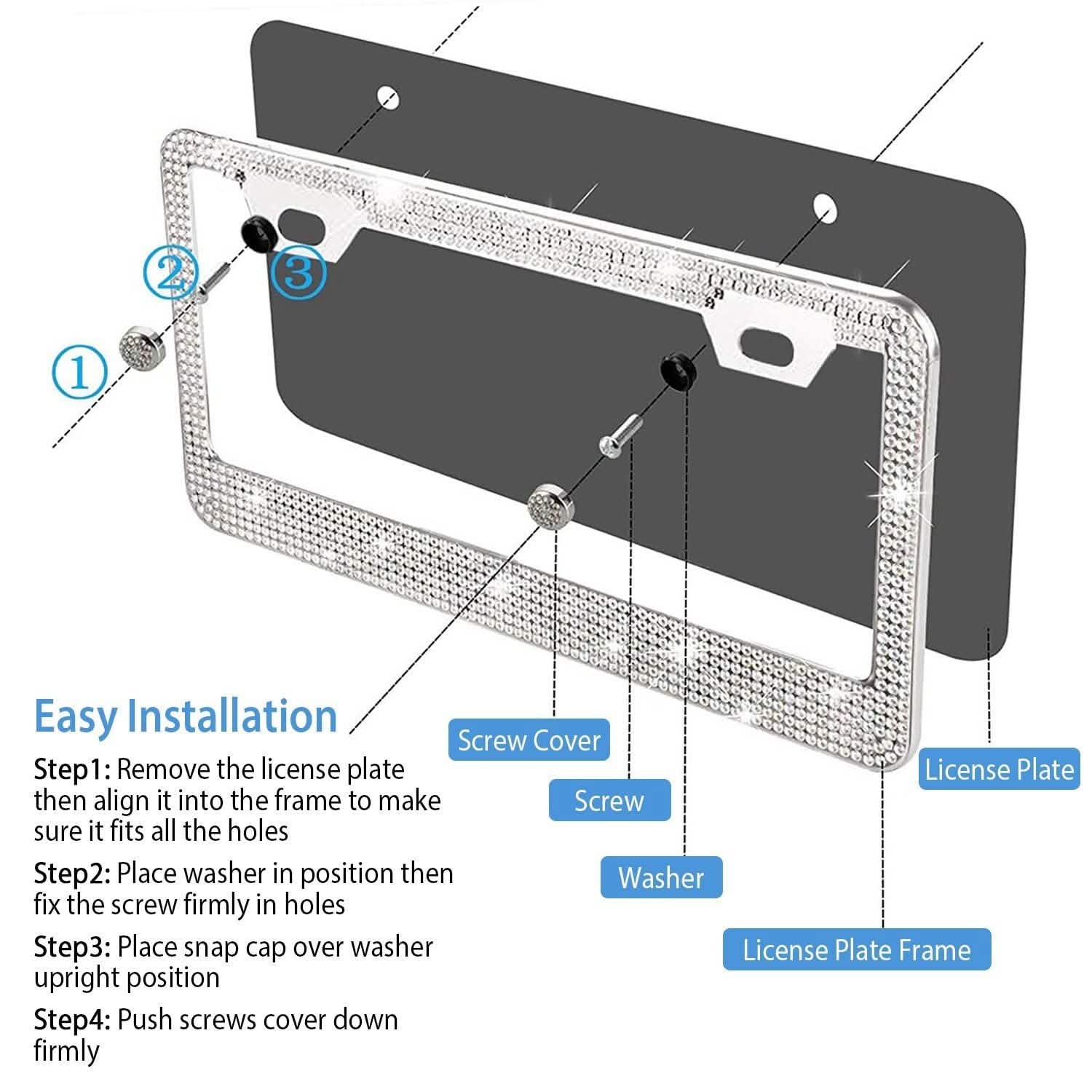 2-Piece: Bling License Plate Frames Automotive - Tophatter Daily Deals