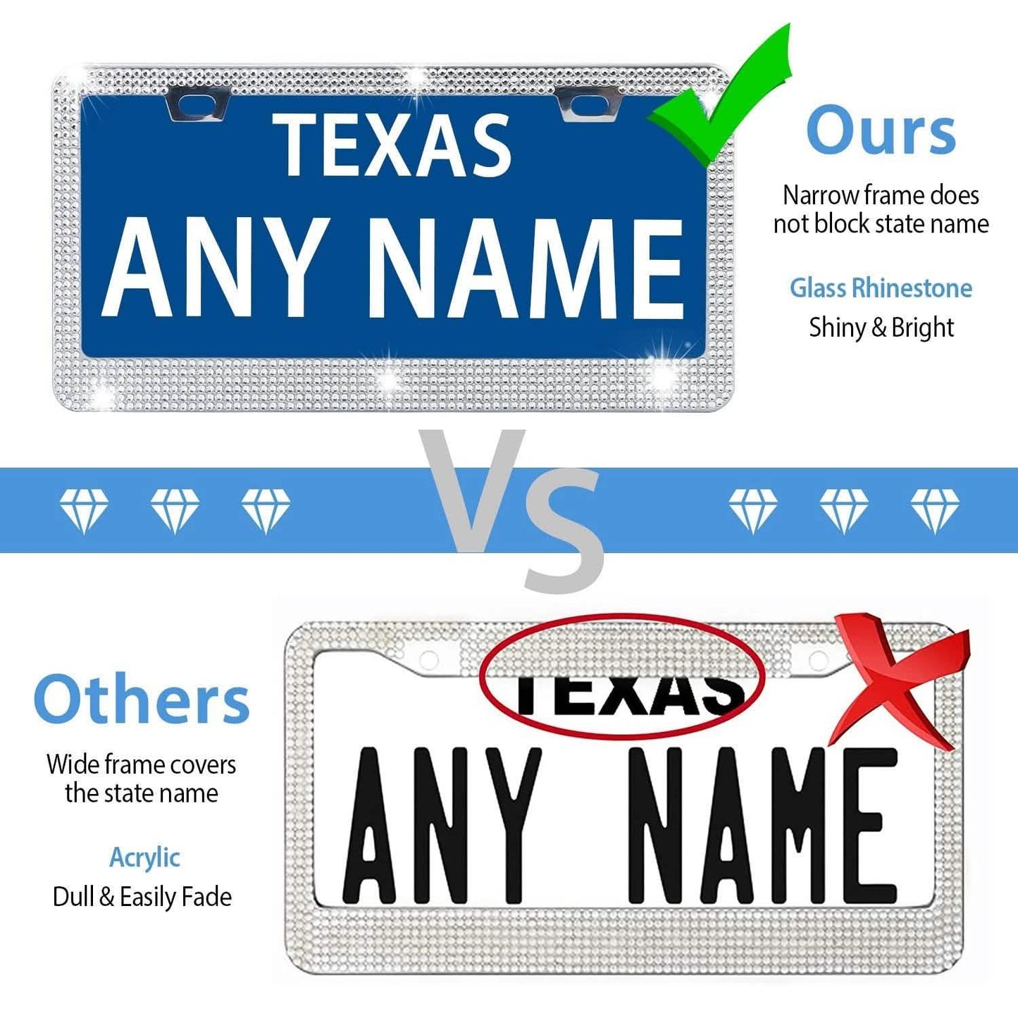 2-Piece: Bling License Plate Frames Automotive - Tophatter Daily Deals