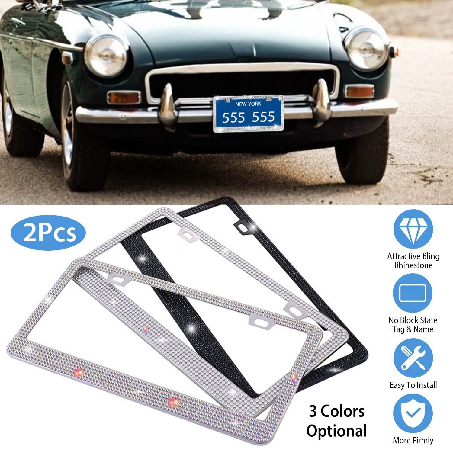 2-Piece: Bling License Plate Frames Automotive - Tophatter Daily Deals