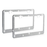 2-Piece: Bling License Plate Frames Silver Automotive - Tophatter Daily Deals