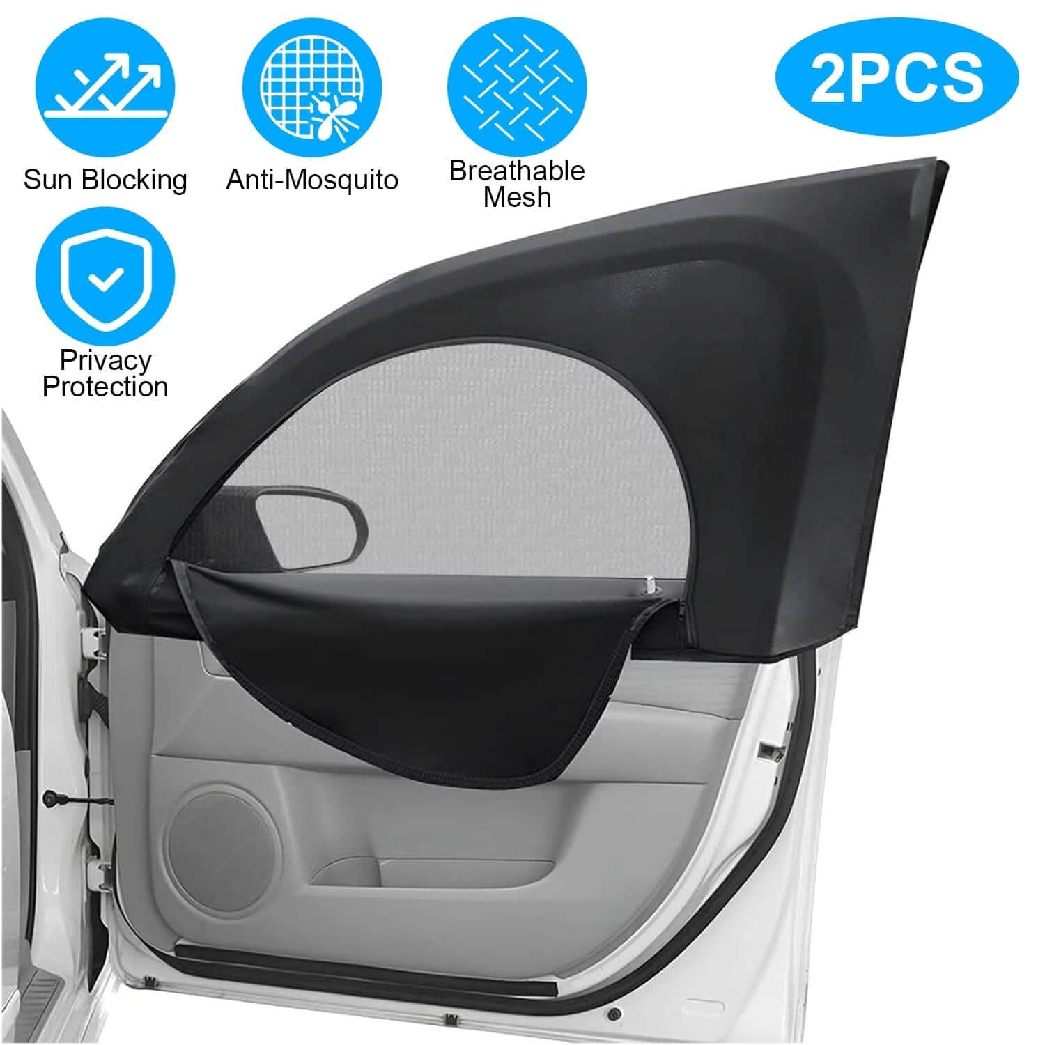 2-Piece: Car Side Window Screen Mesh Cover Automotive - Tophatter Daily Deals