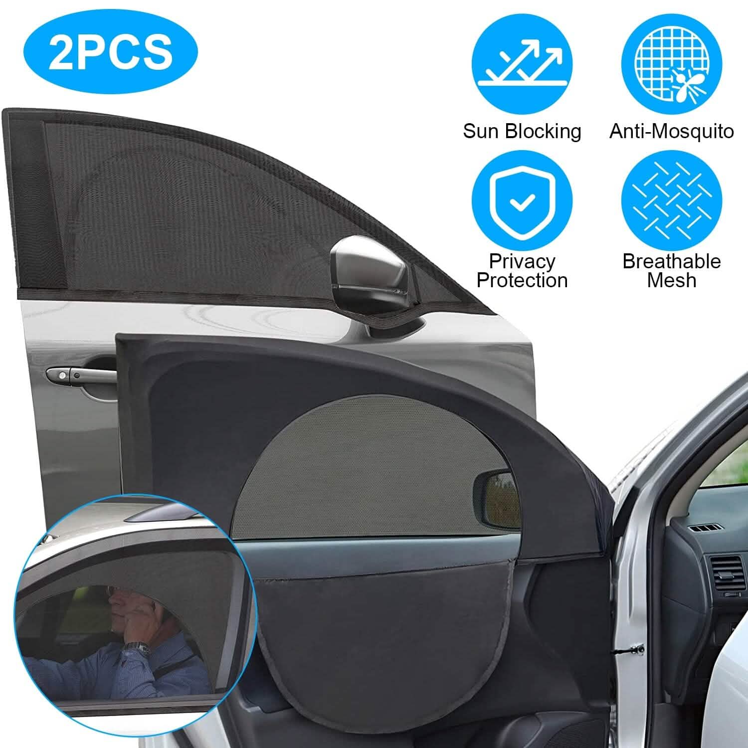 2-Piece: Car Side Window Screen Mesh Cover Automotive - Tophatter Daily Deals