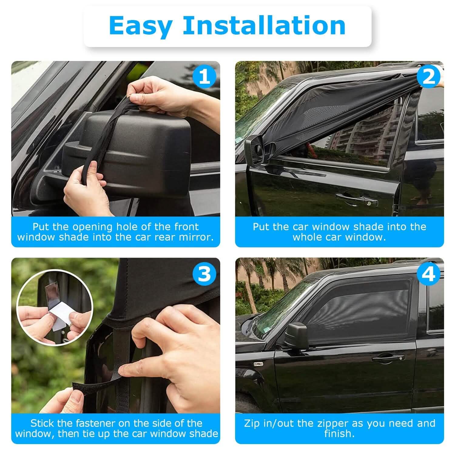 2-Piece: Car Side Window Screen Mesh Cover Automotive - Tophatter Daily Deals
