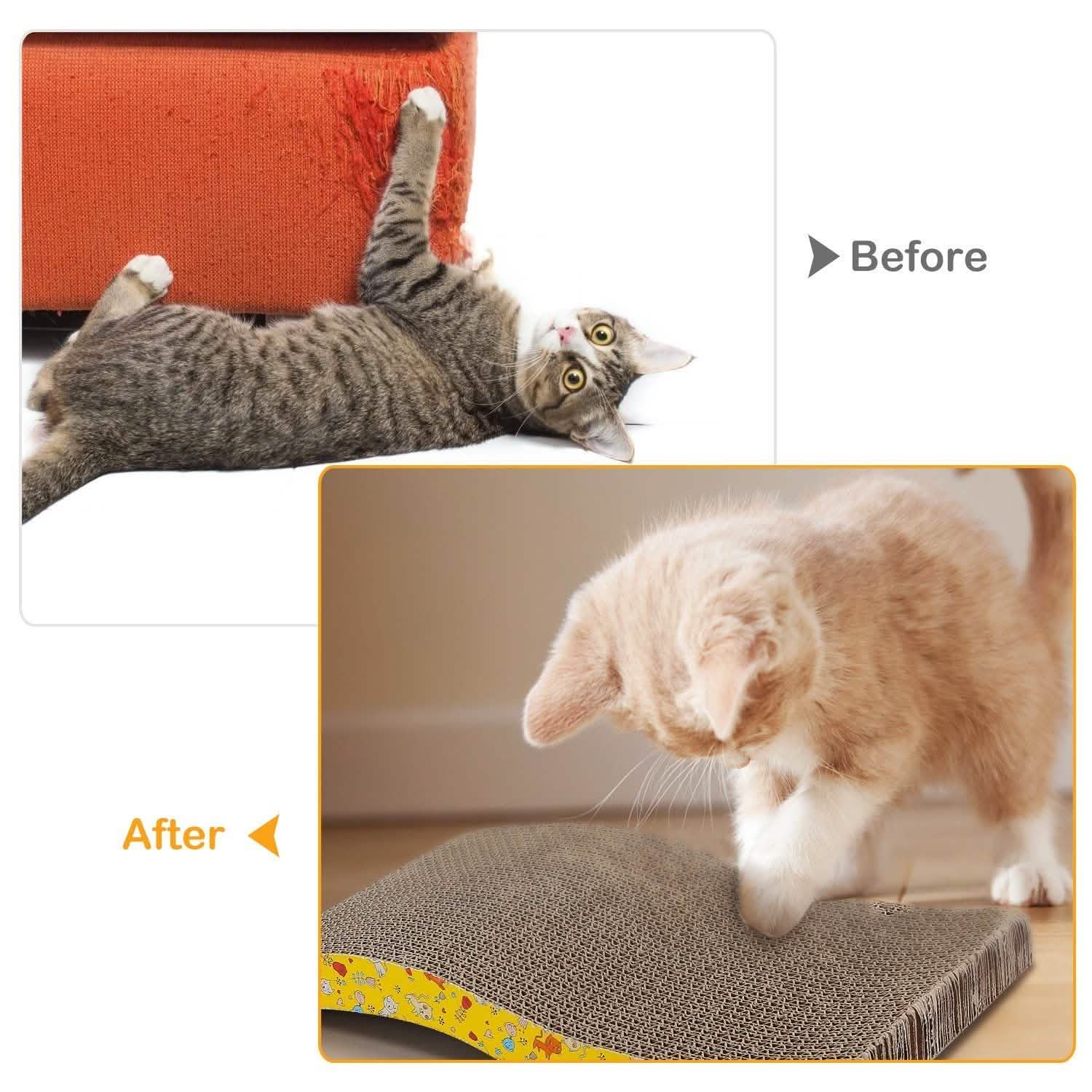 2-Piece: Cardboard S-shaped Curve Cat Scratching Pad Pet Supplies - Tophatter Daily Deals