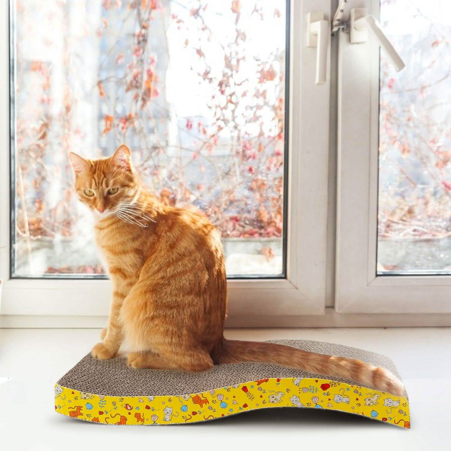 2-Piece: Cardboard S-shaped Curve Cat Scratching Pad Pet Supplies - Tophatter Daily Deals