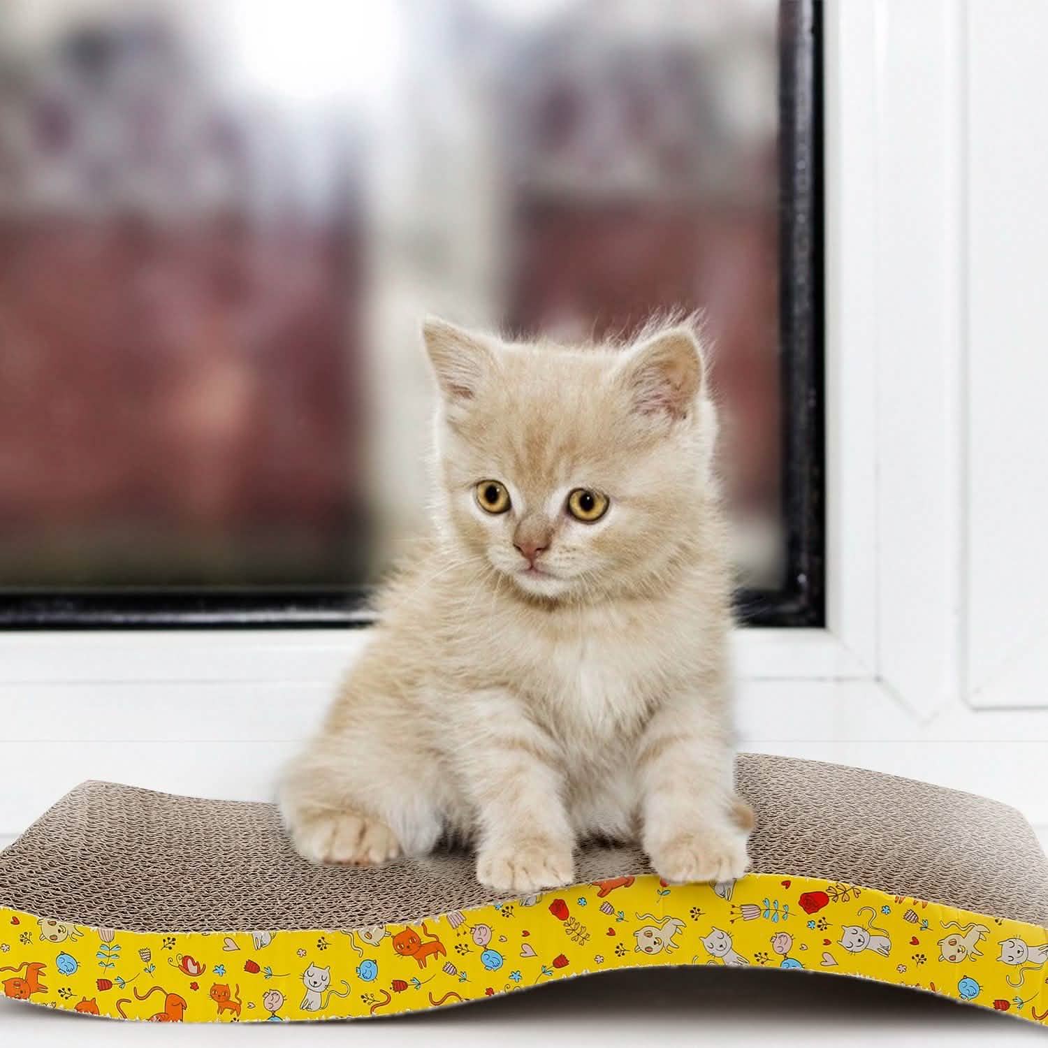 2-Piece: Cardboard S-shaped Curve Cat Scratching Pad Pet Supplies - Tophatter Daily Deals