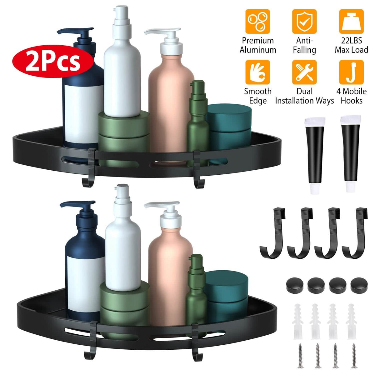 2-Piece: Corner Shower Caddy Shelf Bath - Tophatter Daily Deals