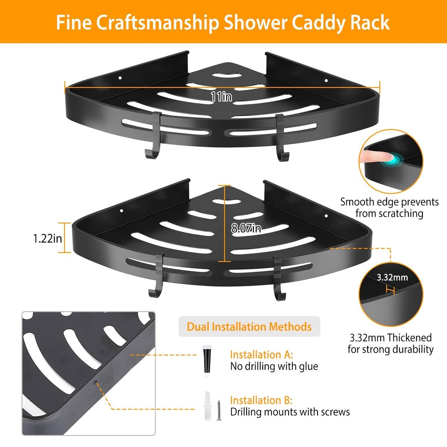 2-Piece: Corner Shower Caddy Shelf Bath - Tophatter Daily Deals
