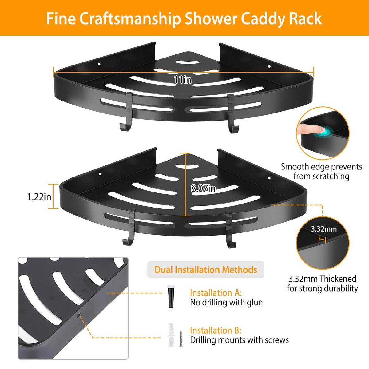 2-Piece: Corner Shower Caddy Shelf Bath - Tophatter Daily Deals