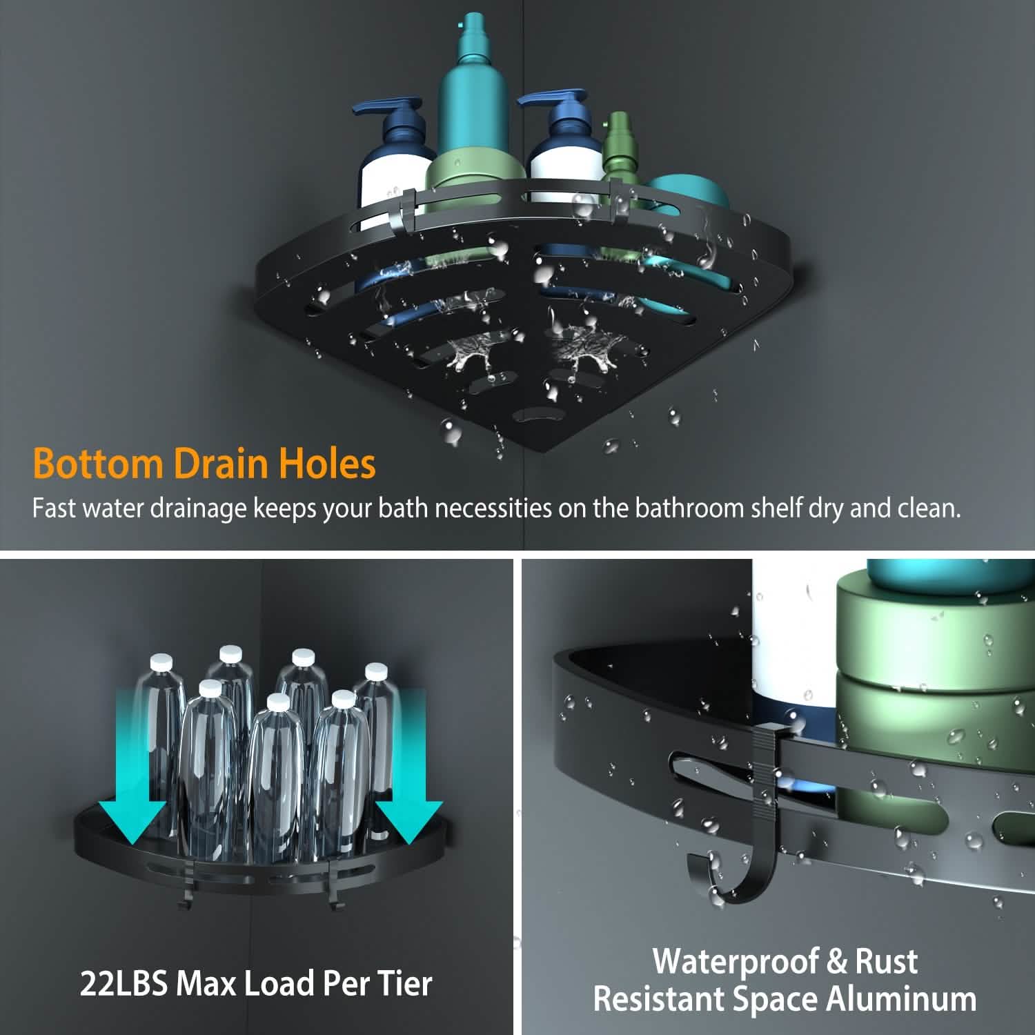 2-Piece: Corner Shower Caddy Shelf Bath - Tophatter Daily Deals