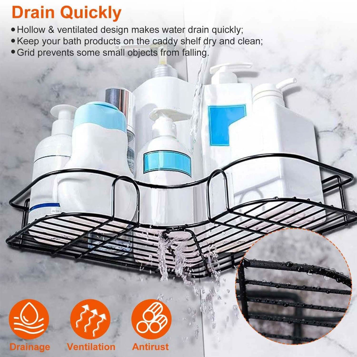 2-Piece: Corner Shower Caddy Shelves Bath - Tophatter Daily Deals