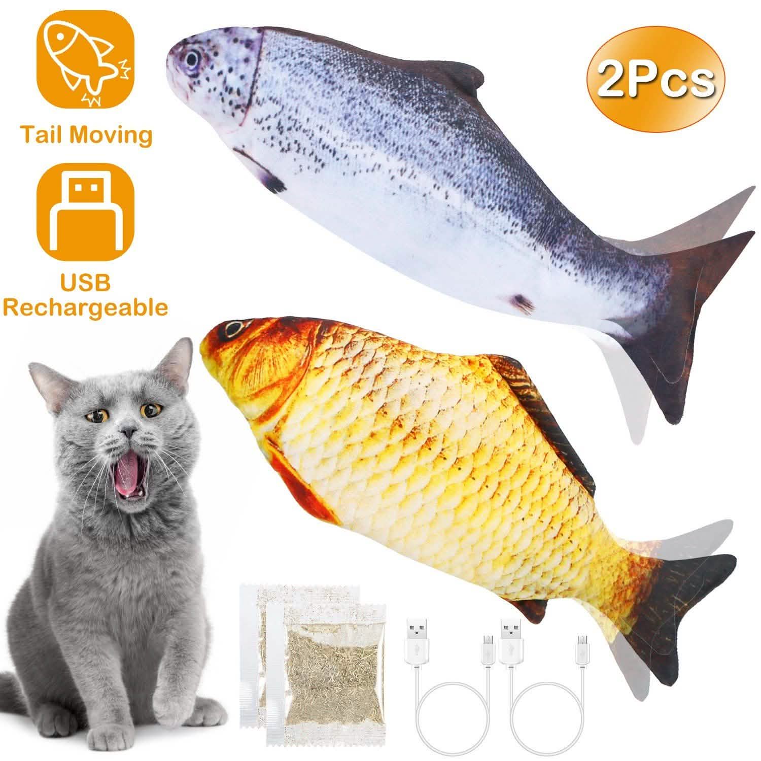 2-Piece: Electric Moving Fish Cat Toy Pet Supplies - Tophatter Daily Deals