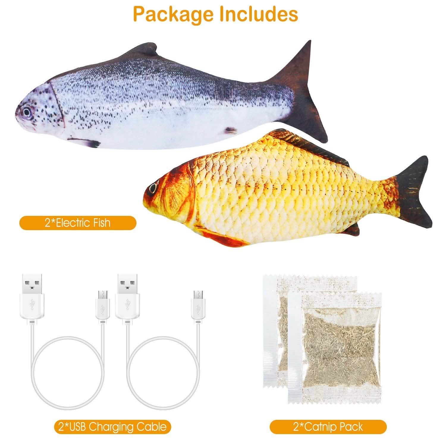 2-Piece: Electric Moving Fish Cat Toy Pet Supplies - Tophatter Daily Deals