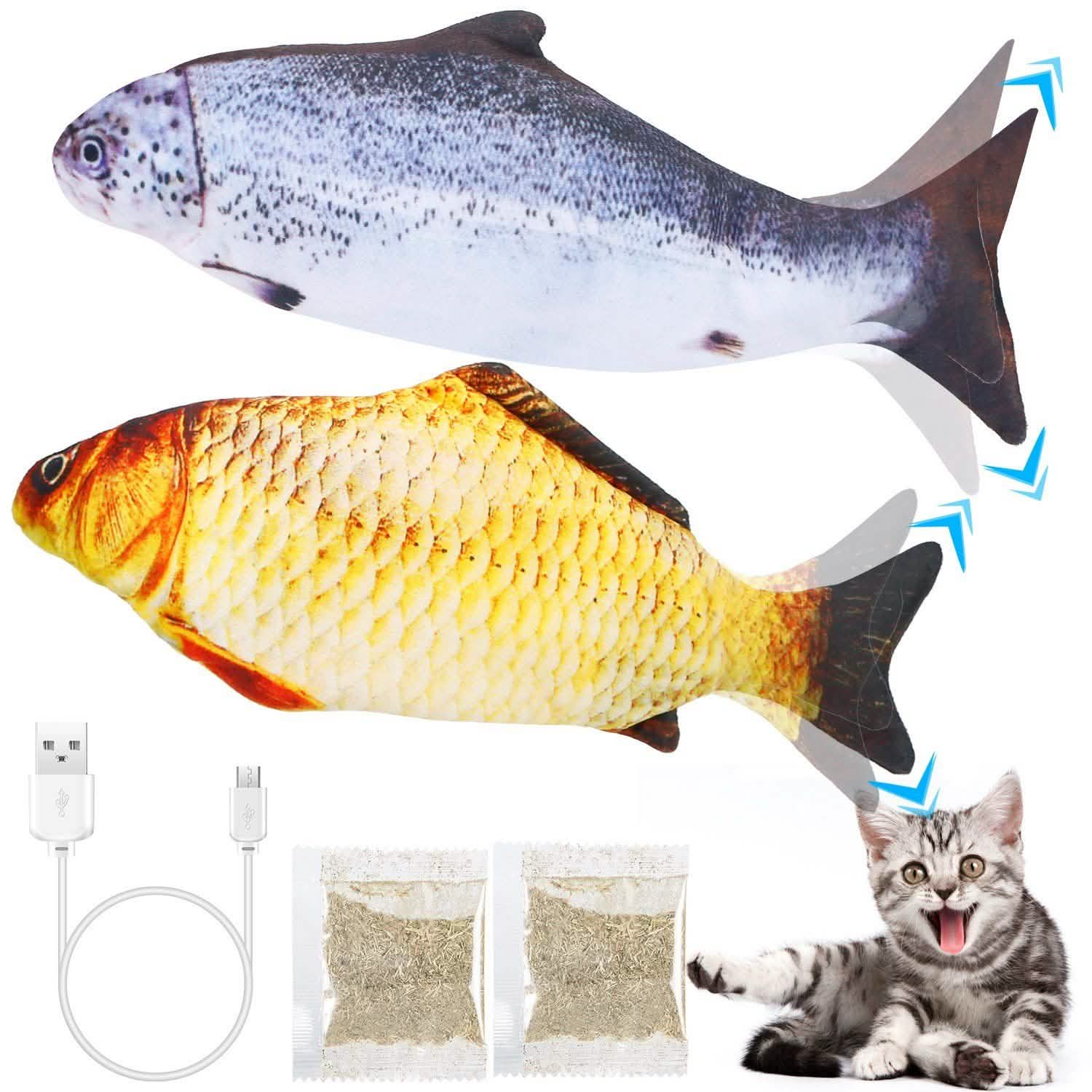 2-Piece: Electric Moving Fish Cat Toy Pet Supplies - Tophatter Daily Deals