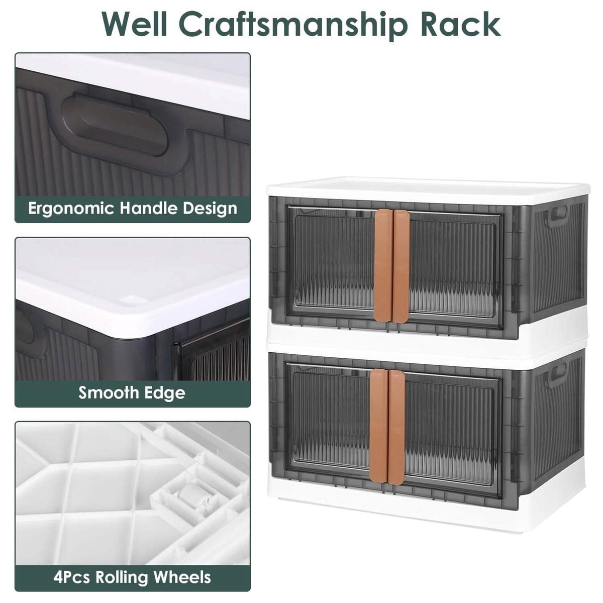2-Piece: Foldable Stackable Storage Bins with Lid Storage & Organization - Tophatter Daily Deals
