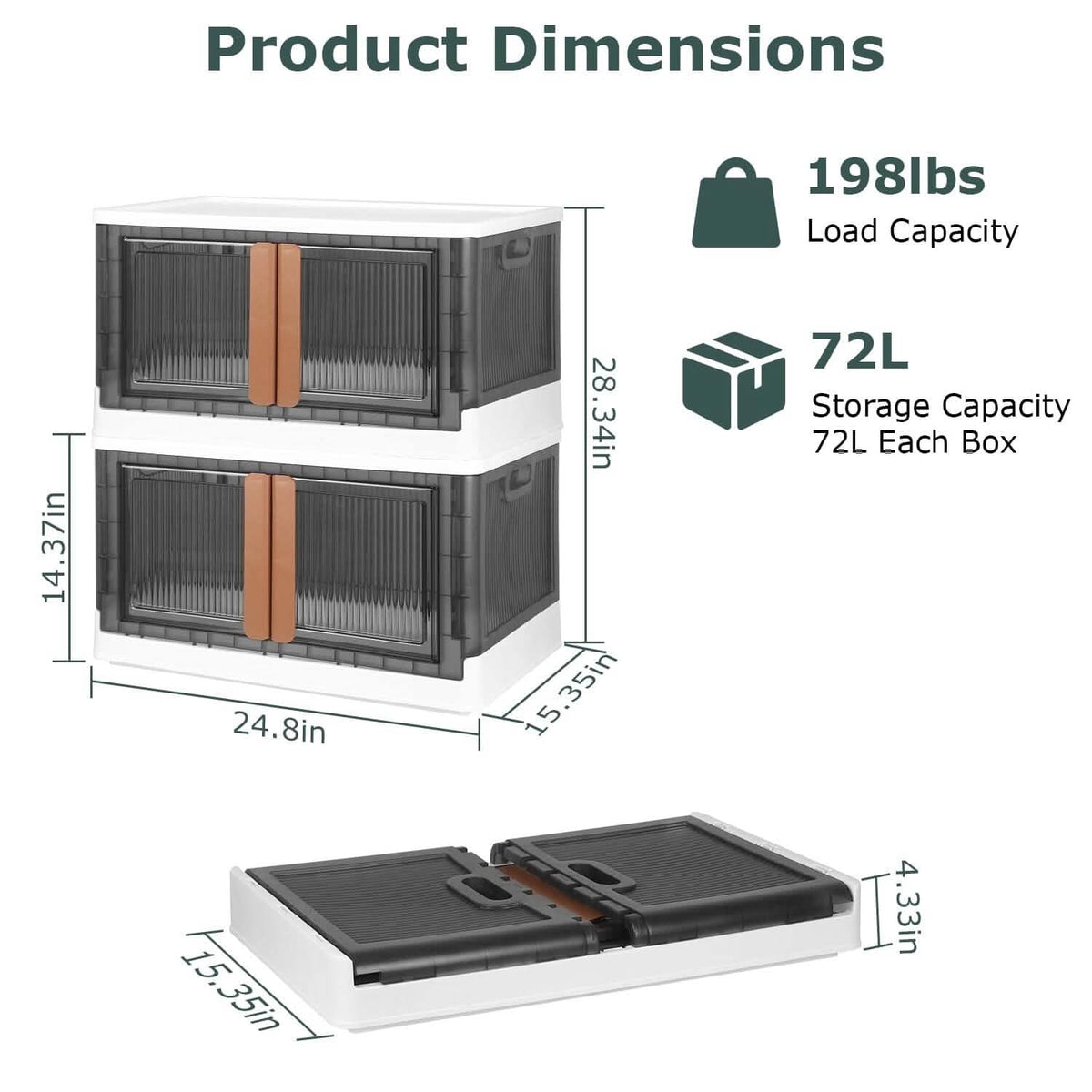 2-Piece: Foldable Stackable Storage Bins with Lid Storage & Organization - Tophatter Daily Deals