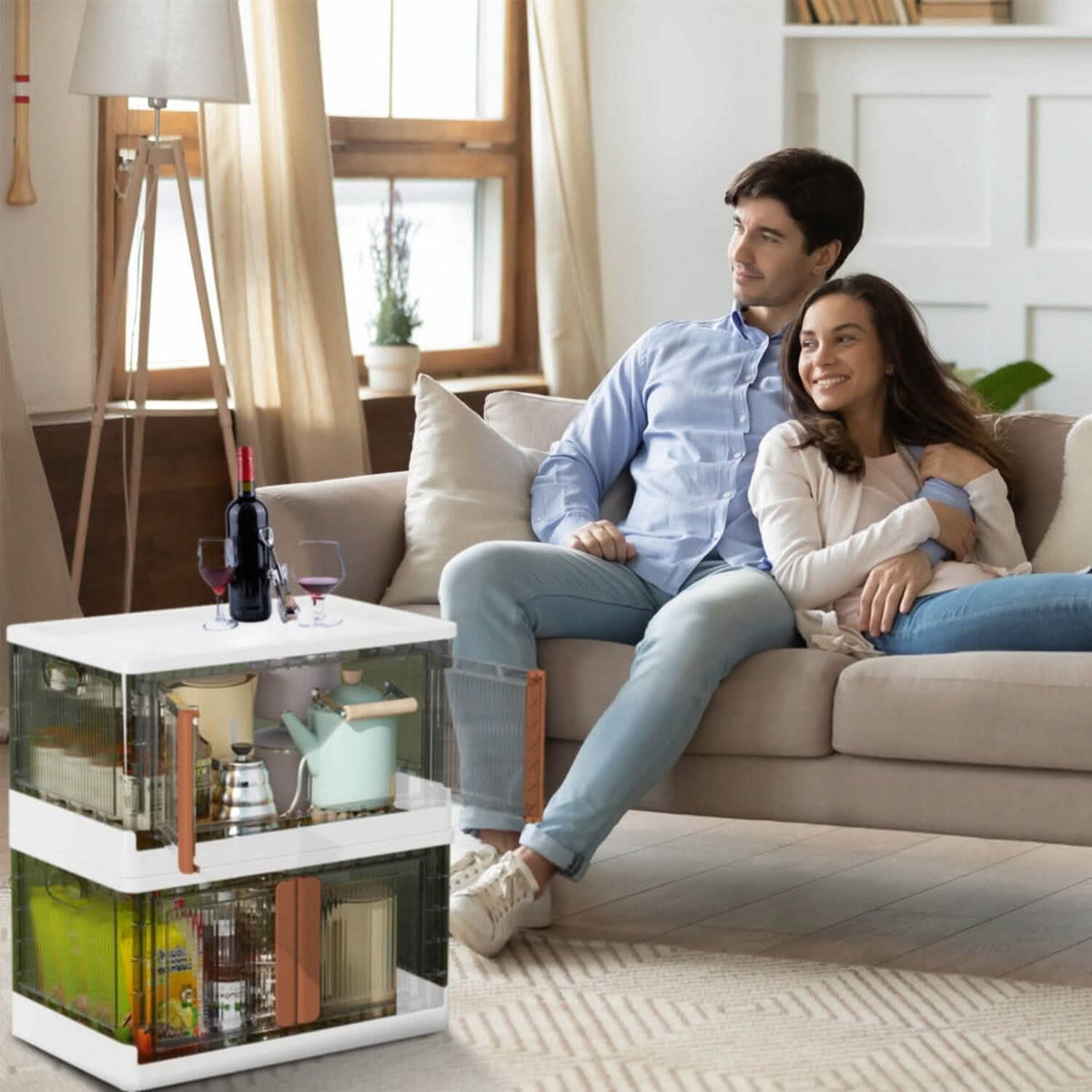 2-Piece: Foldable Stackable Storage Bins with Lid Storage & Organization - Tophatter Daily Deals