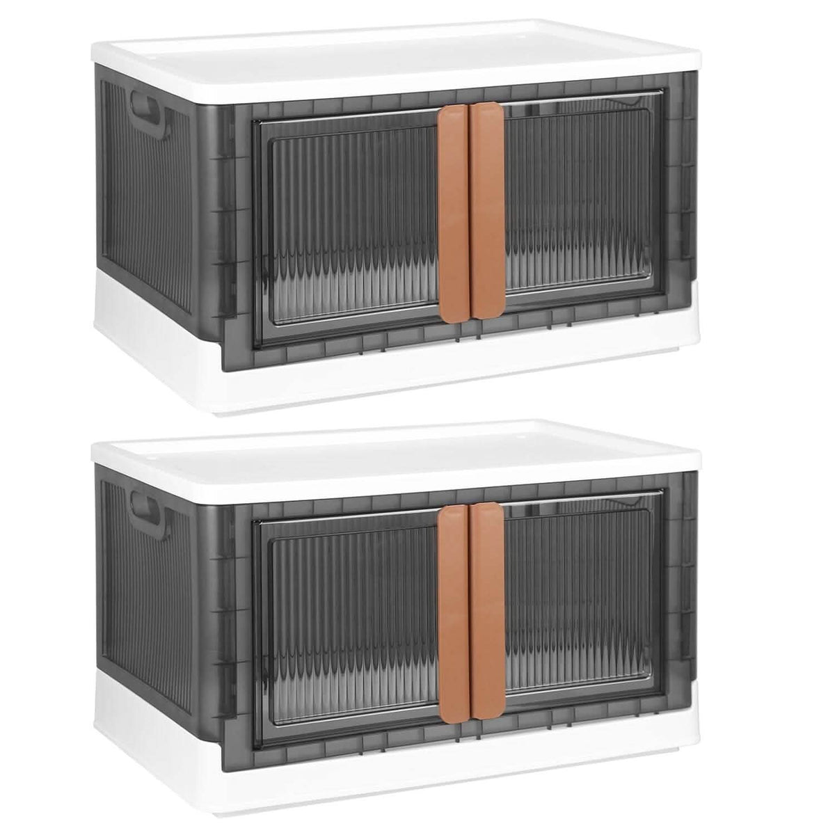 2-Piece: Foldable Stackable Storage Bins with Lid Storage & Organization - Tophatter Daily Deals