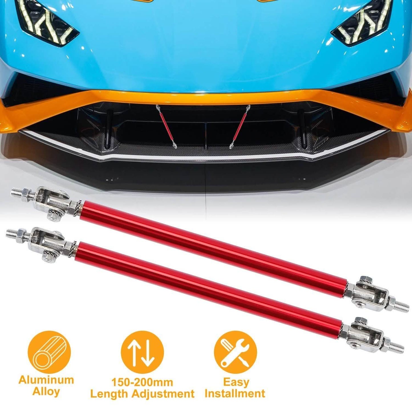 2-Piece: Front Bumper Lip Splitter Rod Automotive - Tophatter Daily Deals