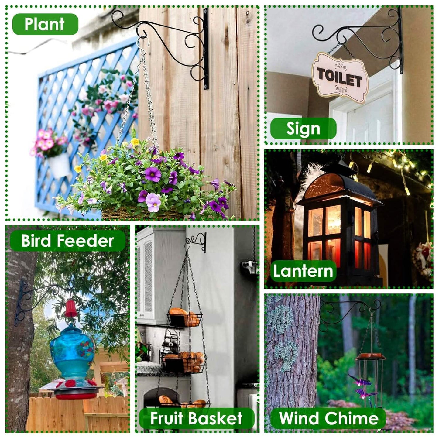 2-Piece: Iron Plant Hanging Bracket Plant Hanger Wall Hooks Garden & Patio - Tophatter Daily Deals