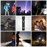 2-Piece: LED Handheld Flashlight Zoomable USB Rechargable Outdoor Recreation - Tophatter Daily Deals