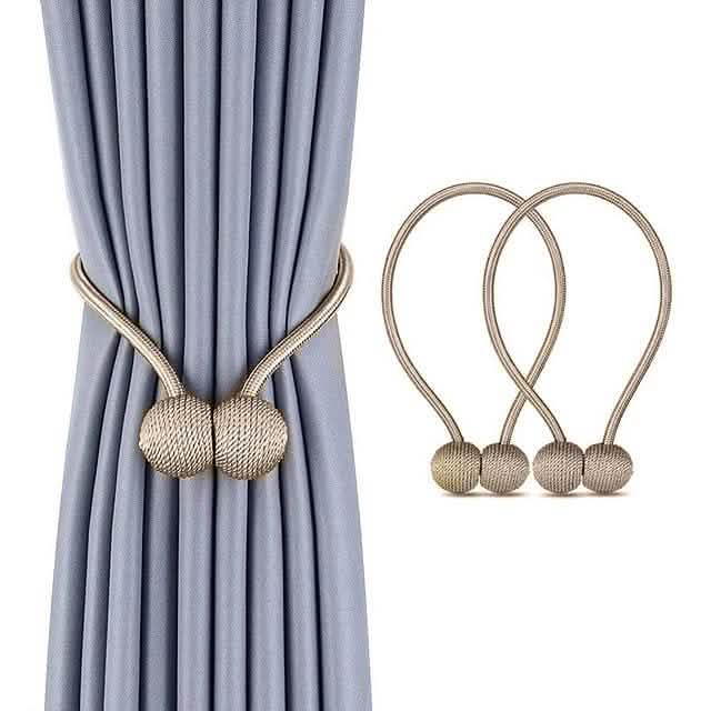 2-Piece: Magnet Curtains Bandages Buckle Beige Furniture & Decor - Tophatter Daily Deals