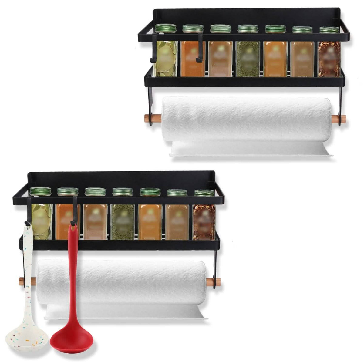 2-Piece: Magnetic Spice Racks for Refrigerator with Paper Towel Holder Kitchen Storage - Tophatter Daily Deals