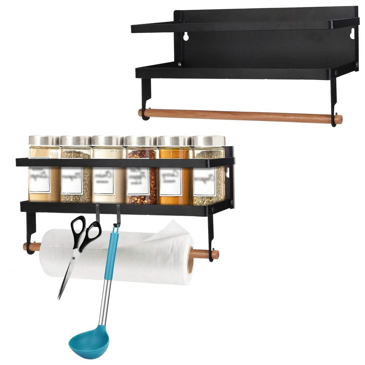 2-Piece: Magnetic Spice Racks for Refrigerator with Paper Towel Holder Kitchen Storage - Tophatter Daily Deals