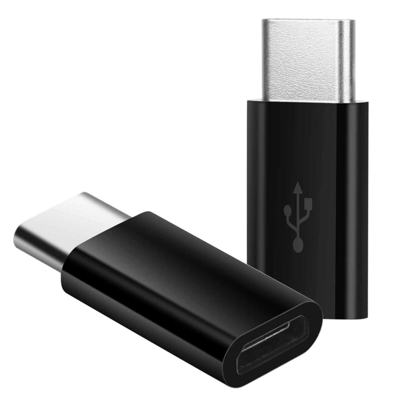 2-Piece: Micro USB To Type C Adapter Black Mobile Accessories - Tophatter Daily Deals