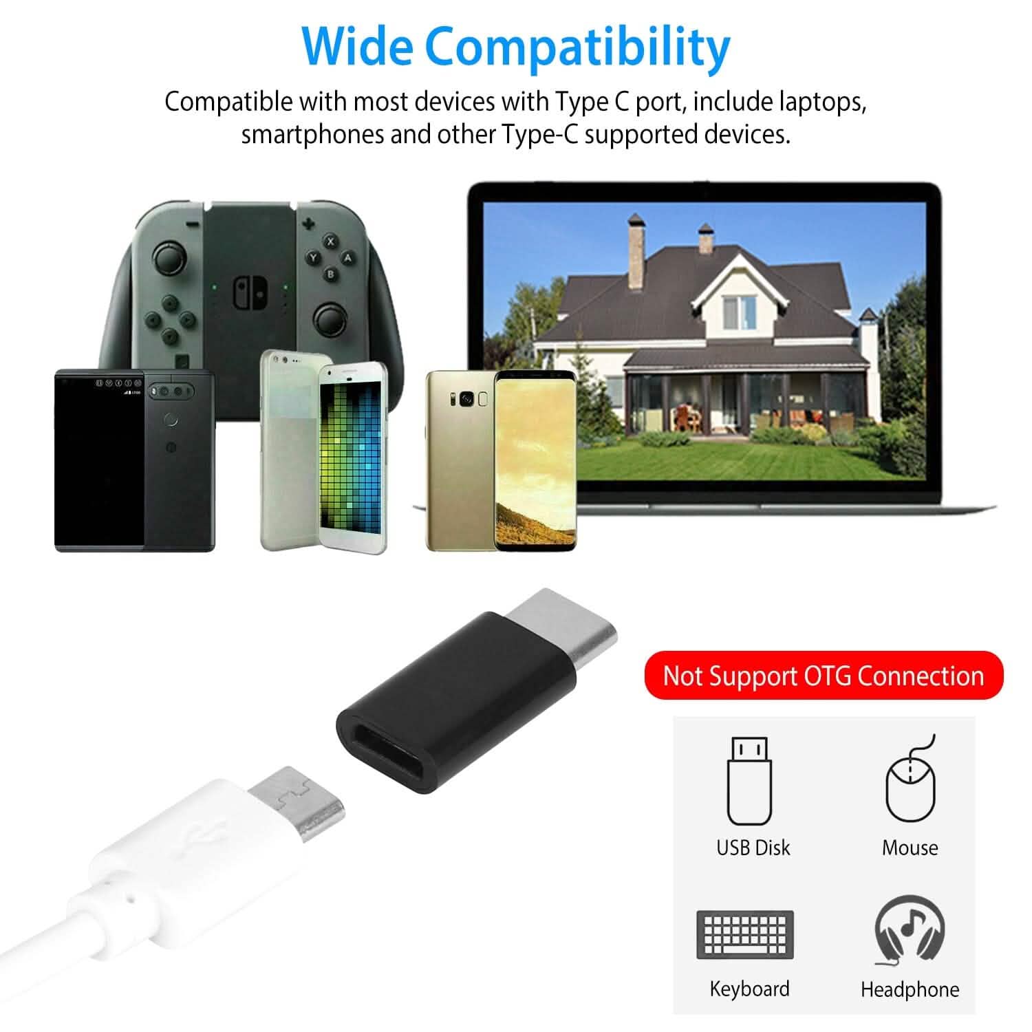 2-Piece: Micro USB To Type C Adapter Mobile Accessories - Tophatter Daily Deals