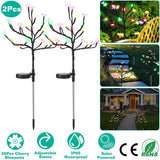 2-Piece: Outdoor Solar Light Cherry Blossom Flower Landscape Light Outdoor Lighting - Tophatter Daily Deals