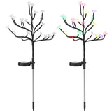 2-Piece: Outdoor Solar Light Cherry Blossom Flower Landscape Light Outdoor Lighting - Tophatter Daily Deals